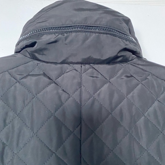michael kors quilted  jacket with belt and hidden hood, black , SM - Picture 6 of 9